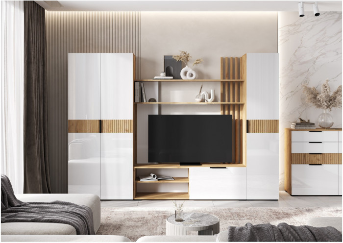 Модульная гостиная Роджина (Графит, Крафт золотой)