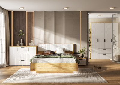 Сильвия Спальня, Браш Вайт/Дуб крафт