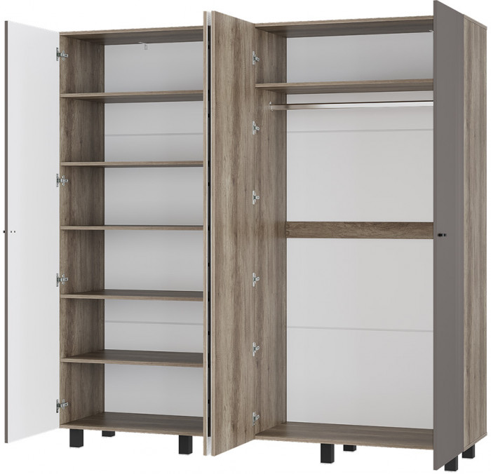 Шкаф 4-х створчатый Олива ШК-13, Дуб каньон, Муссон софт