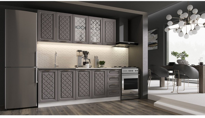 Кухня МДФ Агава 2000 (Акация белая / Моренга, Белый)