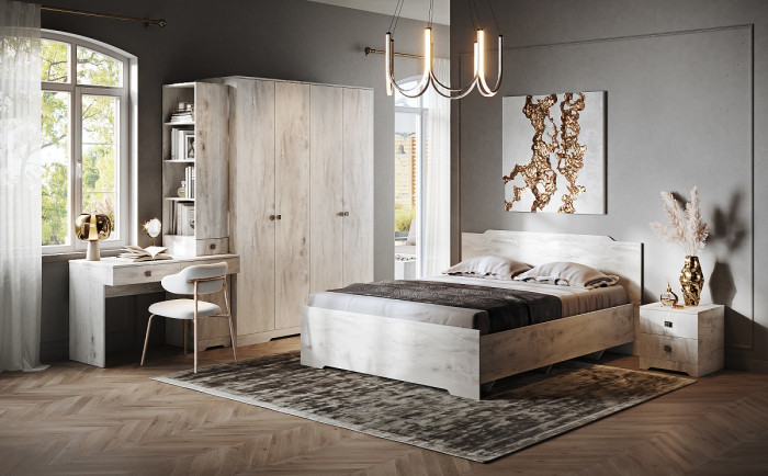 Модульная спальная комната "Атланта" - Бетон пайн светлый