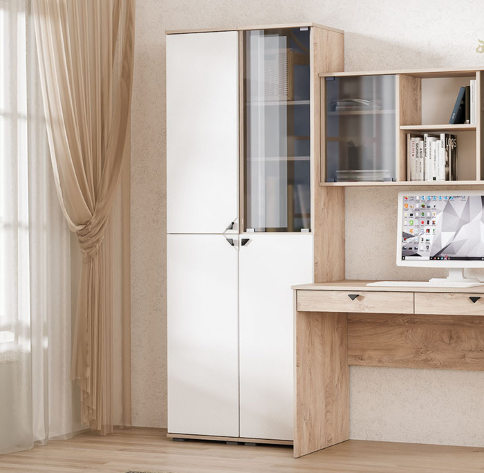 Бостон № 47, дуб эндгрейн элегантный/фасады МДФ милк рикамо софт