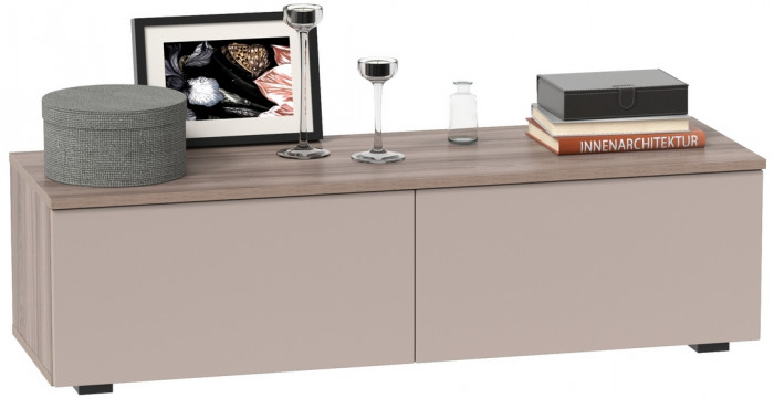 Роквуд Тумба под ТВ 16.54.02, цвет корпус ДСП эмили блаш/фасады МДФ крем, ШхГхВ 115,3х36,8х32 см.