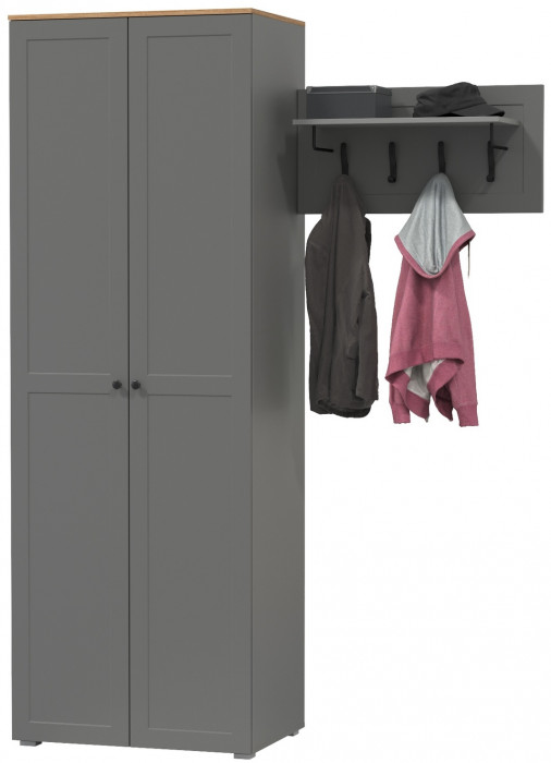 Остин Прихожая 08, цвет серый графит/дуб крафт золотой, ШхГхВ 159,7х54,3х229,6 см., универсальная сборка