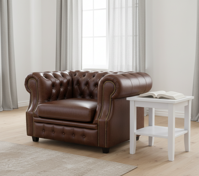 Кресло Честер ЛОФТ, экокожа, светло-коричневый