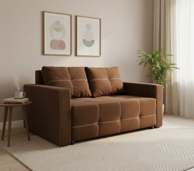 Диван-аккордеон Марс, сп.м. 160х200, велюр коричневый