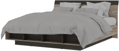Эдинбург Кровать КР-02 1,8х2,0 (1,840х0,954х2,270) дуб крафт серый/железный камень