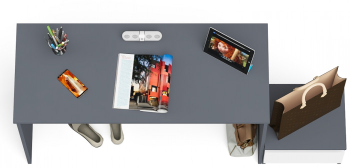 Мори письменный стол МСП1200.1 + Тумба ТМП400.1, графит/белый