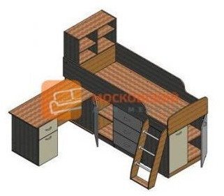 Детская кровать-чердак Дюймовочка-1, Белый / Голубой